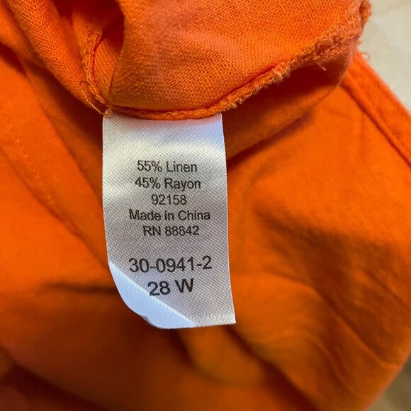 Roamans Plus Size 28W Orange Button-Down Tunic Dress With Belt & Long Sleeves - Picture 7 of 8